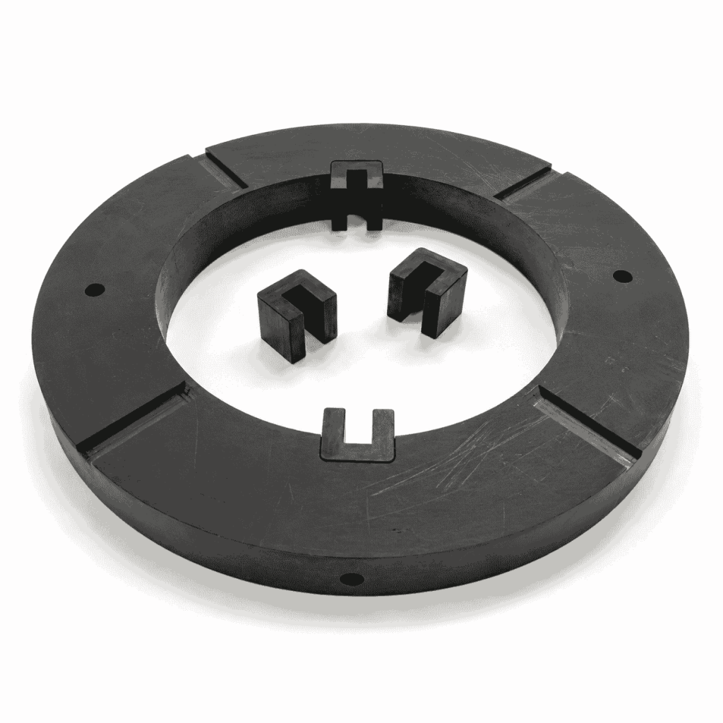 CNC Machined POM Washer Ring with radial slots mounting holes and retaining blocks