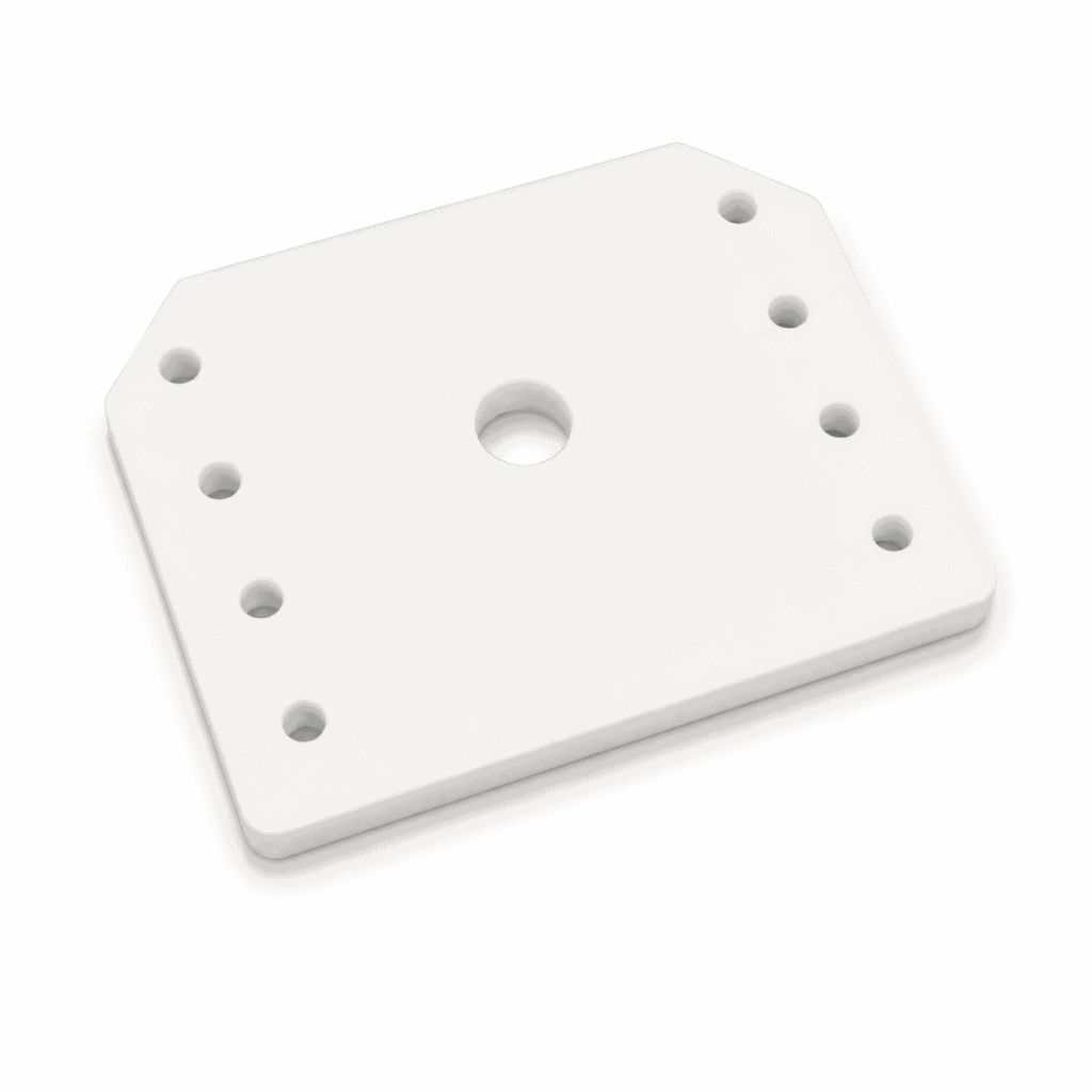 CNC Machined PTFE Scraper Blade with mounting holes and beveled working edges