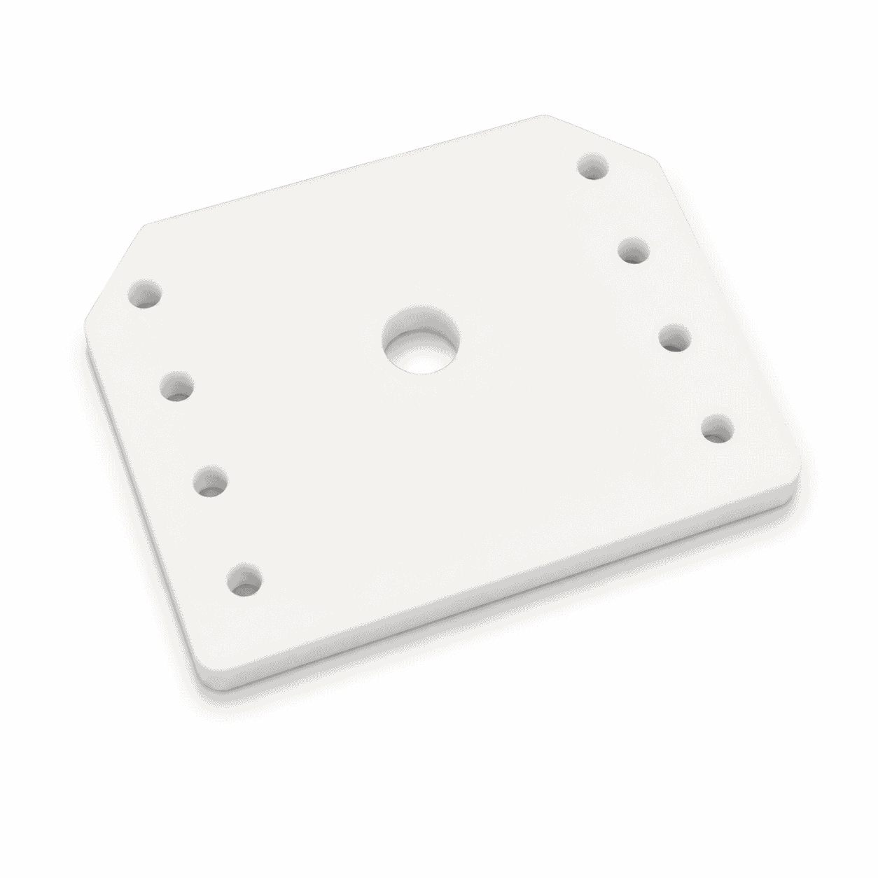 CNC Machined PTFE Scraper Blade with mounting holes and beveled working edges