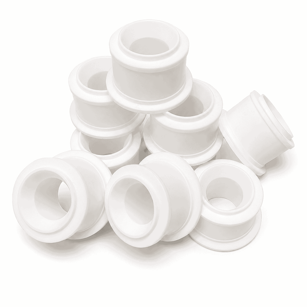 Custom CNC Machined PTFE Flange Sleeve Bushing