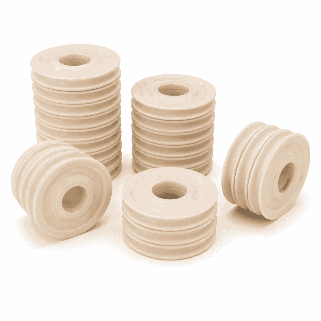 Custom Double-Groove Nylon Guide Pulley for Industrial Machinery