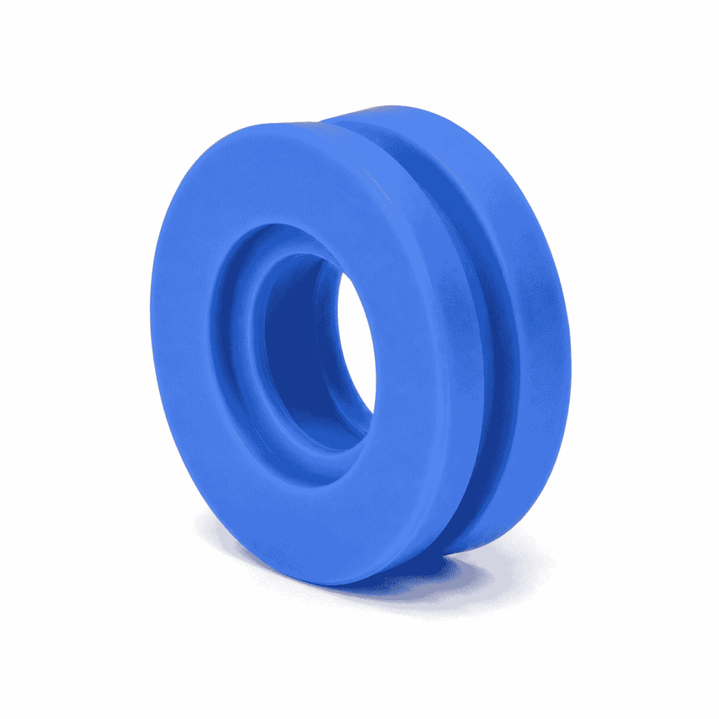 CNC Machined Blue Nylon Pulley with Groove and Center Bore
