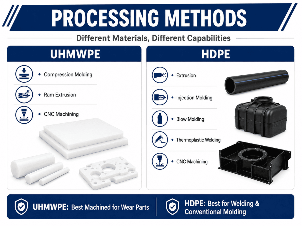 UHMWPE vs HDPE processing methods