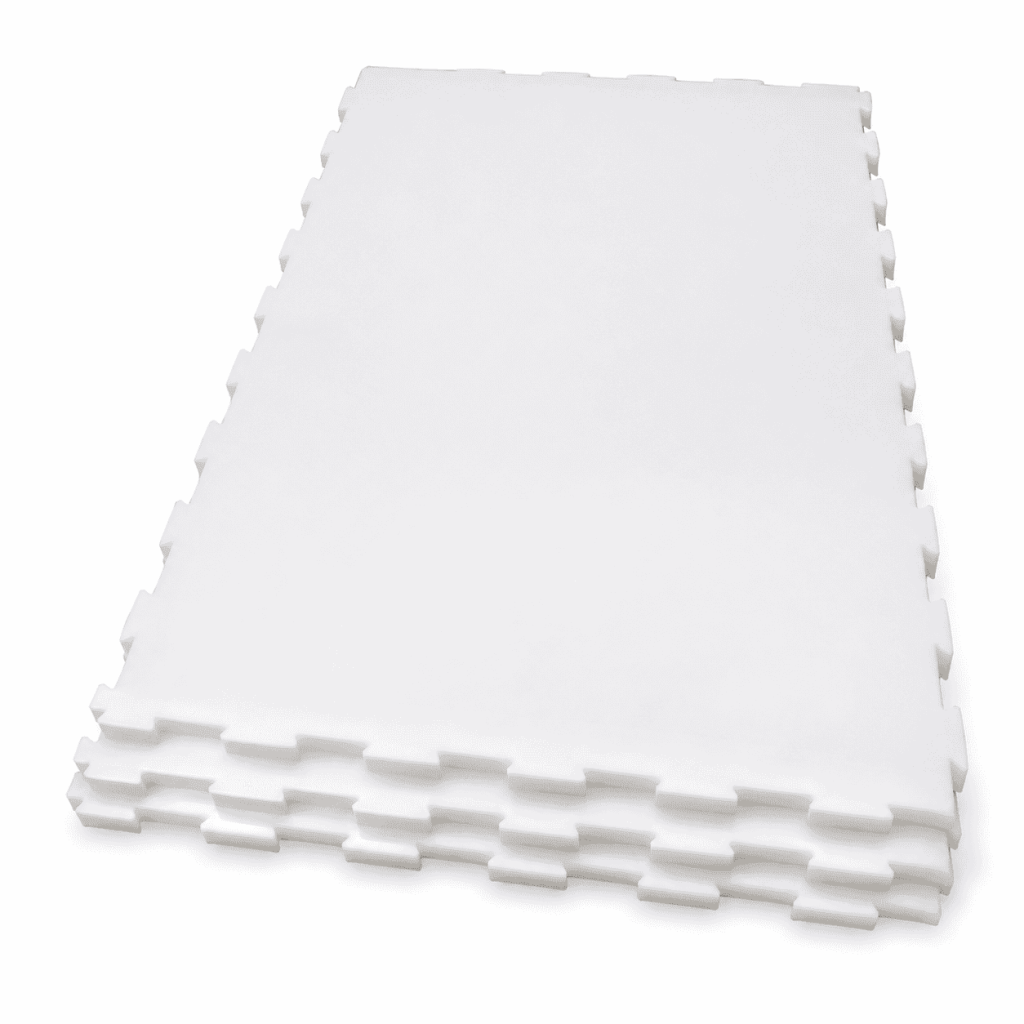 Interlocking Synthetic Ice Panels with smooth skating surface and precision-machined edges