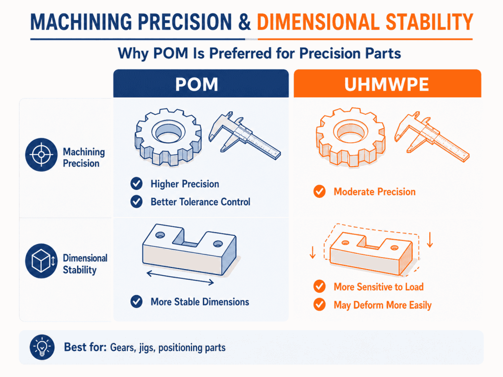 POM vs UHMWPE machining precision and dimensional stability comparison