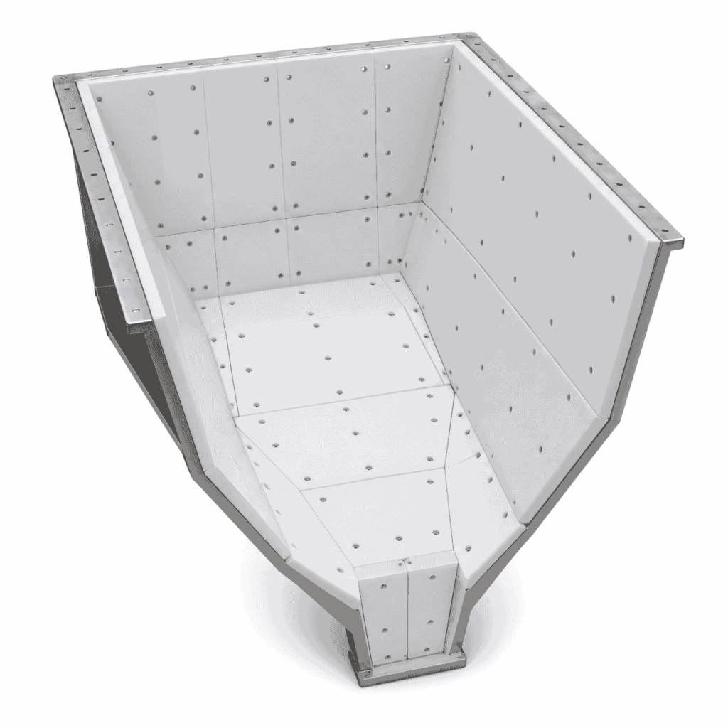 White UHMW-PE Hopper Lining Panels with Countersunk Mounting Holes