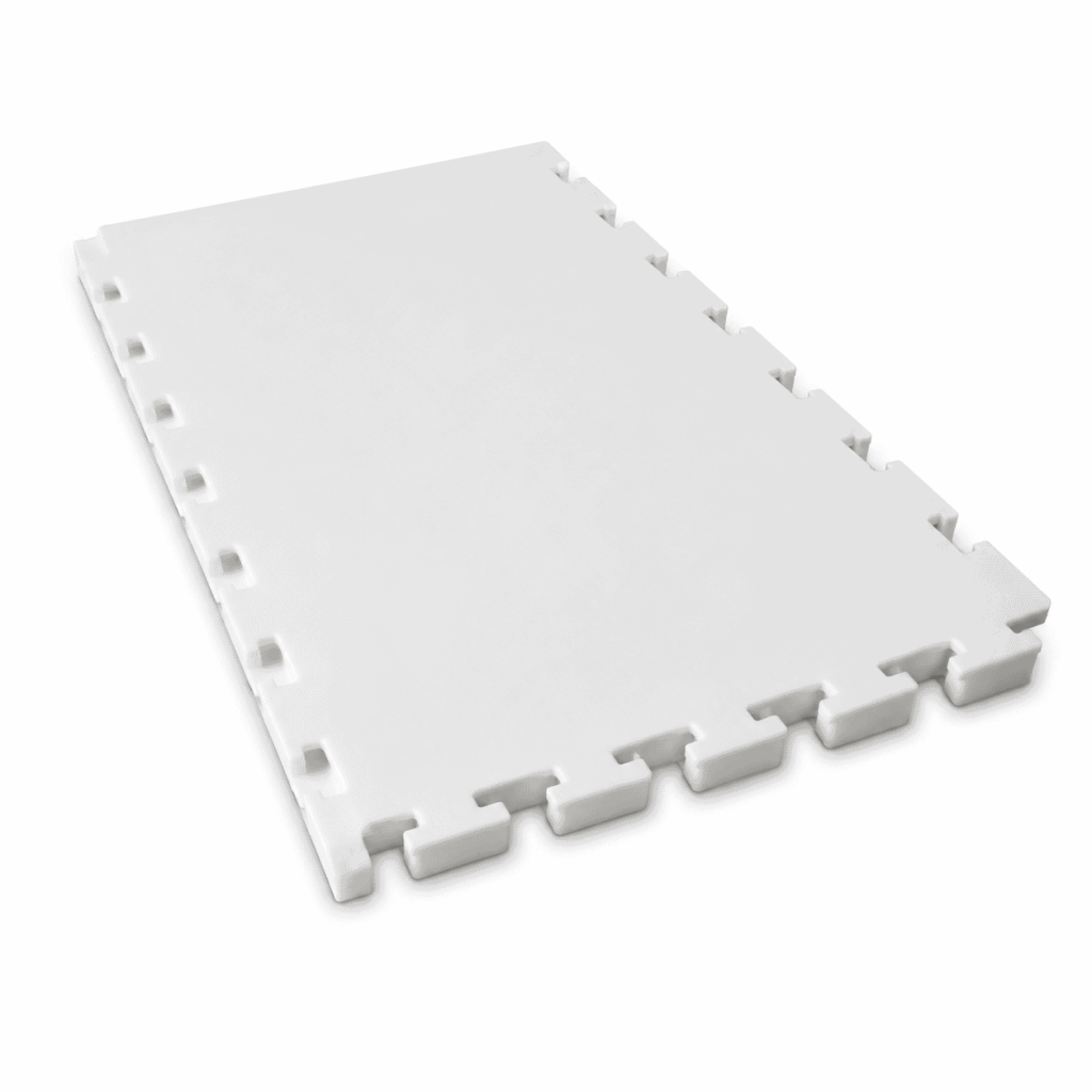 Synthetic Ice Skating Panel made from white UHMWPE with interlocking edges