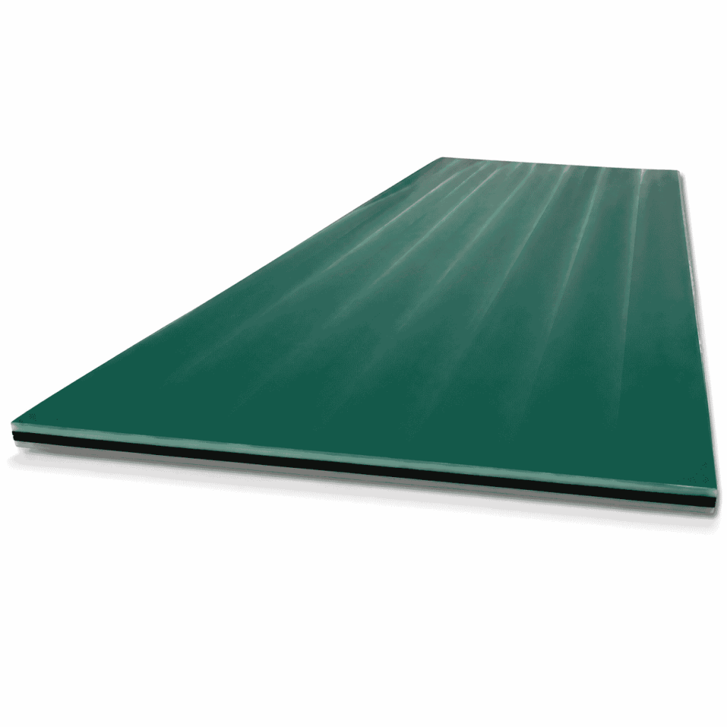 Non-Stick UHMWPE Trailer Liner in green wear-resistant panels