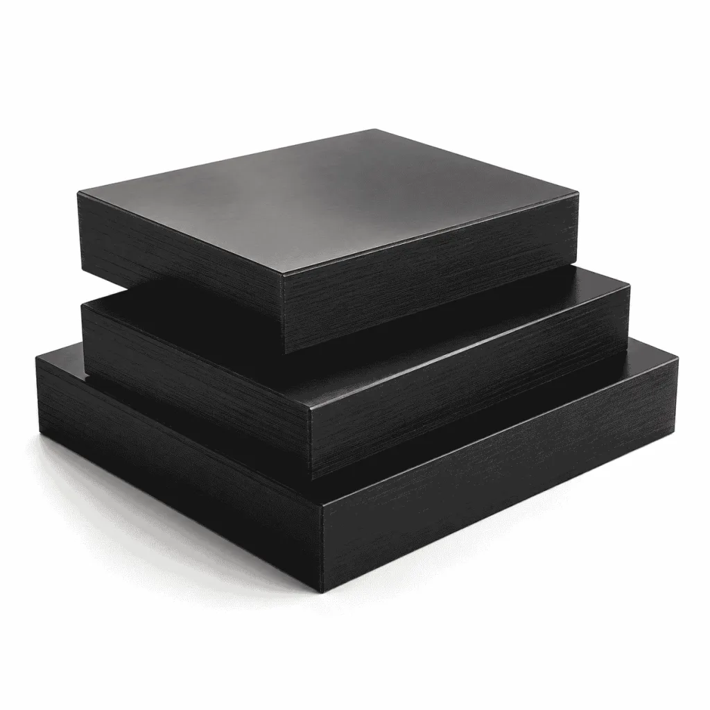 黑色厚型UHMWPE/HDPE实心加工块，用于制作大型滑块、支撑块、耐磨垫块、导向件和机械缓冲零件