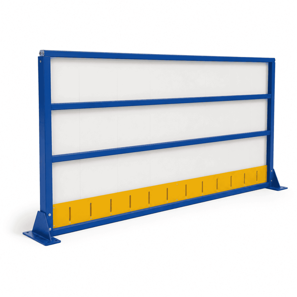 Ice Rink Barrier System with impact-resistant polyethylene panels
