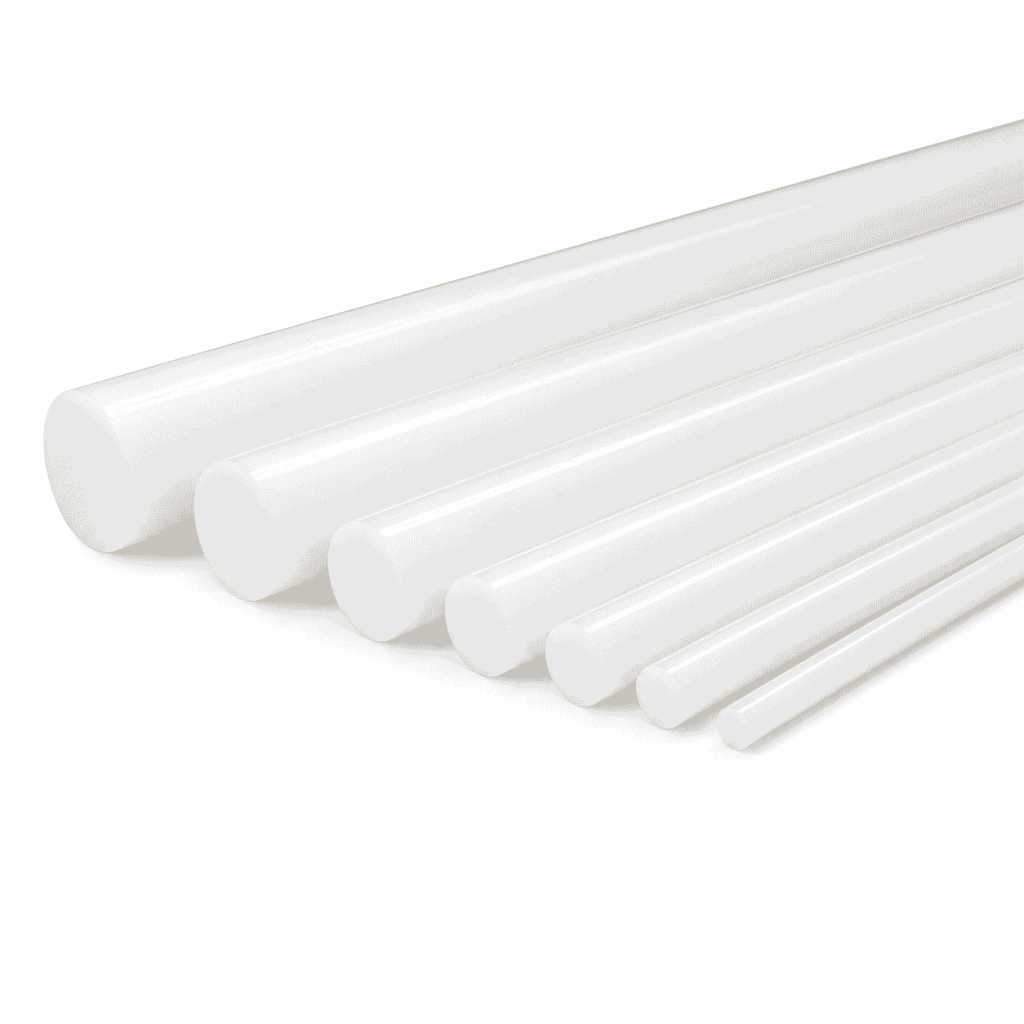 White PP Rod available in reference diameters from 8 mm to 400 mm