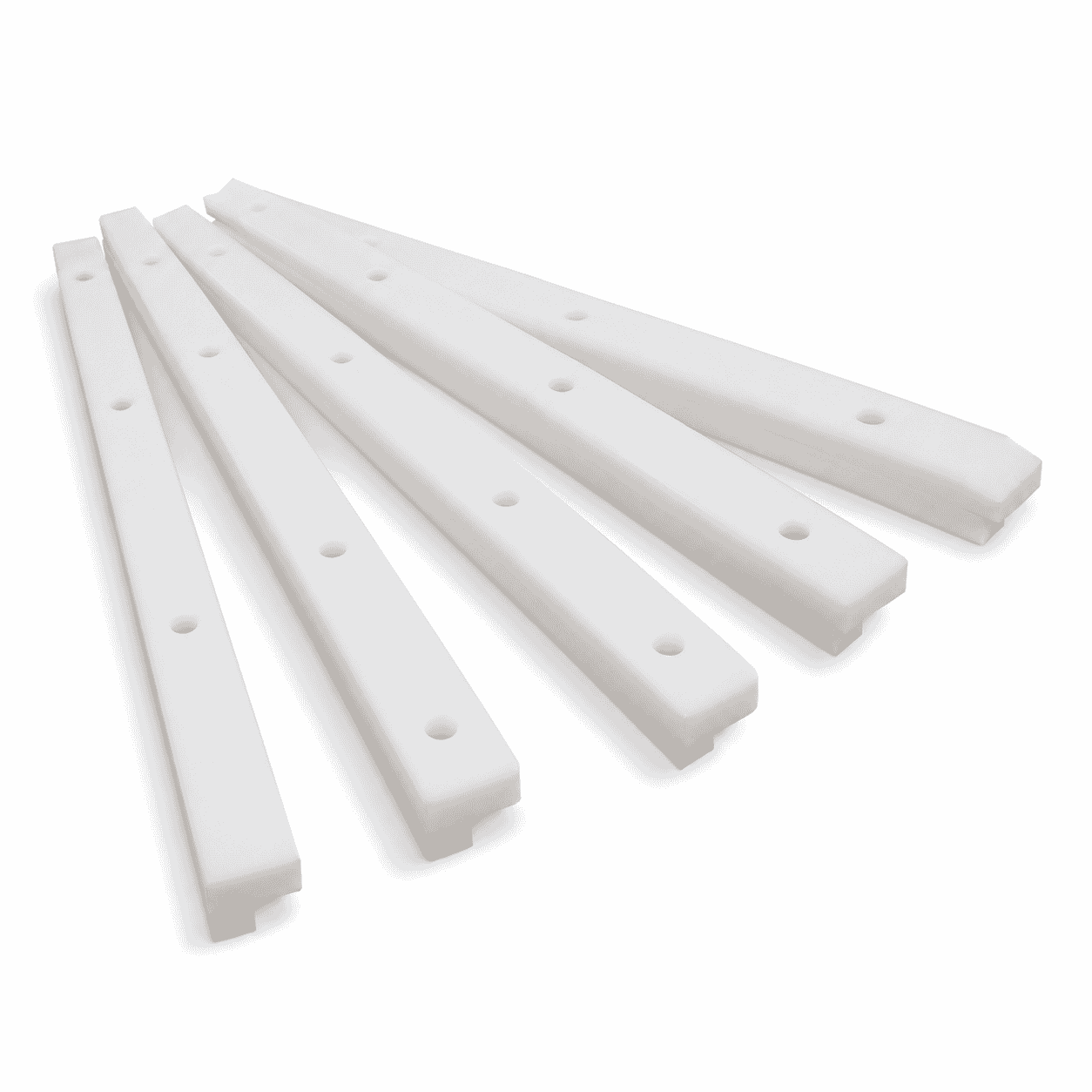 White UHMWPE Wear Strips and Guide Rails with Mounting Holes