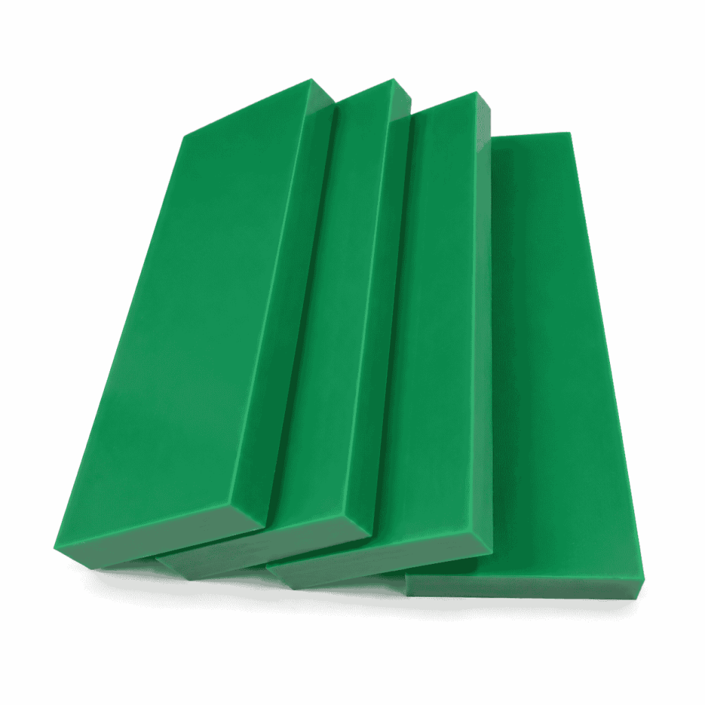Self-Lubricating Nylon Sheet available in 23 green panel sizes from 6 mm to 120 mm