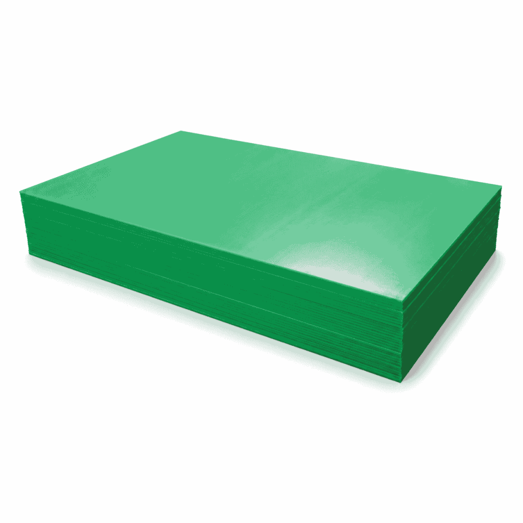 Green Food Grade UHMWPE/HDPE Sheet in stacked plastic panels