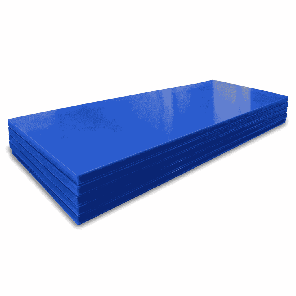 Wear-Resistant UHMWPE Liner Sheet in blue industrial panels