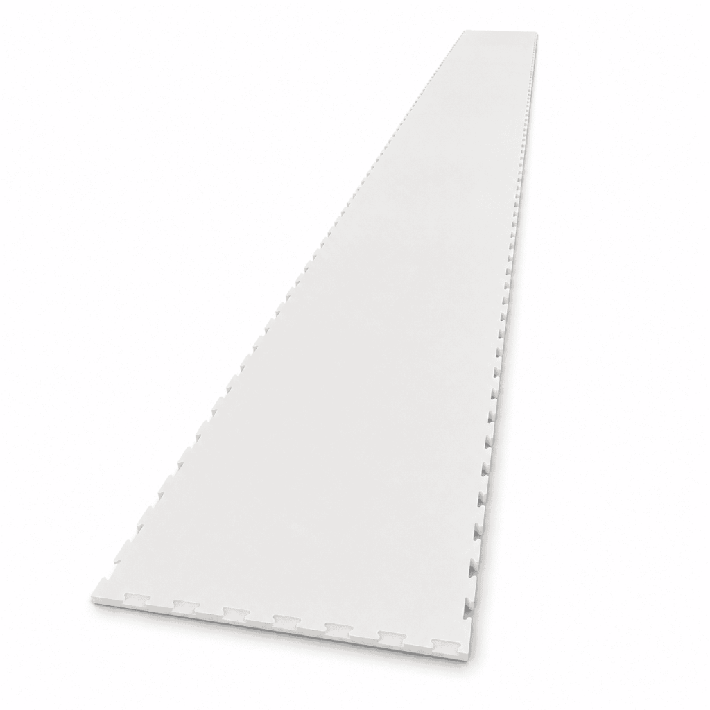 Synthetic Curling Practice Floor made from white interlocking UHMWPE panels