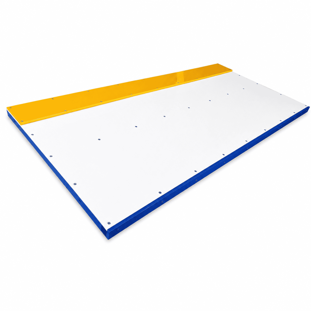 UHMWPE synthetic ice hockey skating panels with interlocking edges